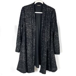Alembika‎ Coco Evening Jacket Black Shimmer Cardigan Open Front Sz M US